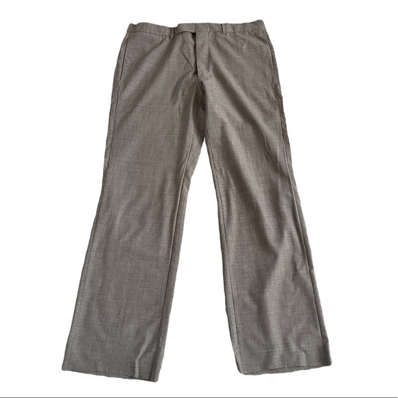 BOSS HUGO BOSS MARLOW Gray Flat Front Tailored Fit Virgin Wool Men’s Dress Pants - Picture 2 of 5